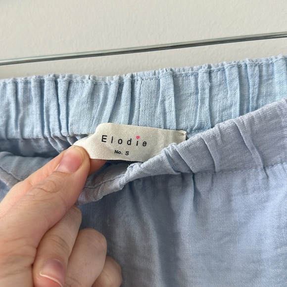 Elodie Strapless Off the Shoulder Puff Sleeve Blue Crop Shirt Blouse Cowgirl - Picture 3 of 11